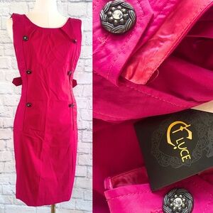 Cluce Pink Evening Dress Bling Glam Party Holiday Date Sleeveless Sheath Sexy